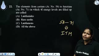 The elements from cerium At No 58 to lutetium At No 71 in which 4f energy levels are fil [upl. by Hgielanna]