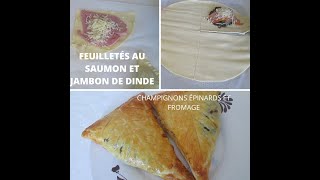 FEUILLETÉS SAUMON  CHAMPIGNONS  EPINARDS  FROMAGE [upl. by Burrows]