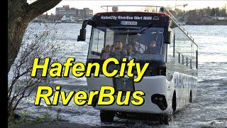 HafenCity  RiverBus in Hamburg unterwegs an Land und in der Elbe [upl. by Maurine]