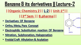 Chemical reaction of Benzene  Derivatives of benzene  L2  Unit1  POC2  Carewell Pharma [upl. by Dix]