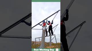 Best working day 2139 Transmission line support installation process [upl. by Ainud]