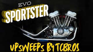 EVO sportster chopper upsweep pipes by TCBROS [upl. by Nirik]