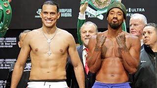 David Benavidez vs Demetrius Andrade • Full weigh in amp INTENSE Face Off [upl. by Hairej]