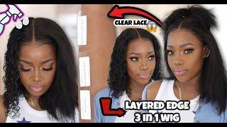 😱Scalp LAYERED EDGE 3 in 1 Straight amp Curly CLEAR LACE Wig  MARY K BELLA ft XRSBeauty [upl. by Eyahs]