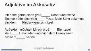 Adjektivendungen  Adjektive im Akkusativ German adjective endings  German grammar for beginners [upl. by Orabelle]