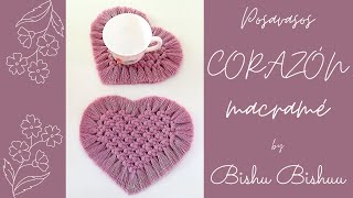 Como hacer posavasos ☕️ Corazón 💜 de macramé  heart coasters [upl. by Namhcan427]