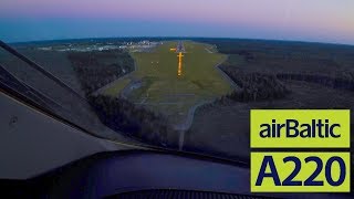 AIRBUS A220 Cockpit Pilotsview into Riga [upl. by Tzong]