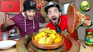 تحدي الطاجين المغربي الرهيب بالخضار واللحم وردة فعلي على طعمه الخيالي Moroccan Beef Tagine Challenge [upl. by Thora846]