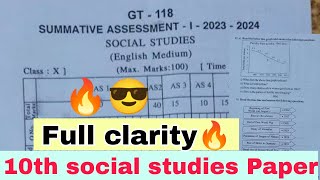 💯10th social studies full clarity paperap sa1 10th class social studies question paper 202324 [upl. by Damek]