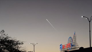 Spacex Falcon 9 Rocket Starlink launch from Vandenberg April 1 2024 as seen from Long Beach [upl. by Dorn]