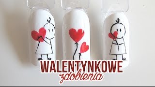 Walentynkowe Paznokcie  Zdobienia Na Walentynki  Valentines Day Nails Tutorial [upl. by Notlehs]