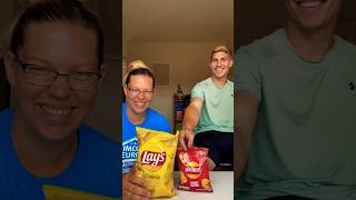 🇺🇸 vs 🇬🇧 Americans comparing Lays vs Walkers TT•IG Mortonsmunchies food couple review fyp [upl. by Nickolai]