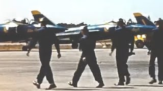 Navy Blue Angels Flying F11F1 Grumman Tigers Air Show Late 1950s Early 1960s  F102 amp F94 [upl. by Ydollem]