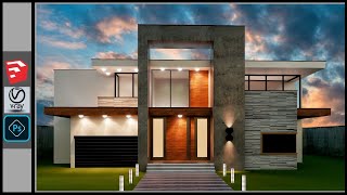 Realistic Exterior Rendering Vray Sketchup 2 [upl. by Antone]