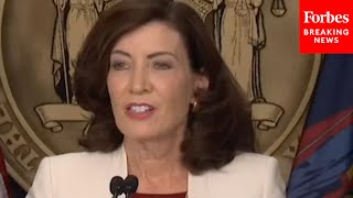 Kathy Hochul Asked If New Budget Will Mean Migrants Will Have No Choice But To Live On The Street [upl. by Rexferd]