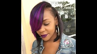 How to do a quick weave bob with a deep side part [upl. by Orfinger]