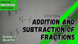 Addition and Subtraction of Fractions  Grade 7 MATATAG Curriculum [upl. by Ethan614]