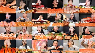 🐟🍣 No Talking Mukbang Korean eating Salmon ASMR BIG BITE Compilation ‼️ Part 1 [upl. by Ennayar]