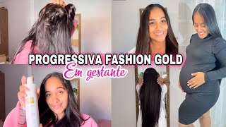 RETOQUEI MINHA PROGRESSIVA FASHION GOLD SOZINHA EM CASA passo a passo  GRAVIDA DE 8 MESES [upl. by Ramos]