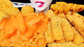 ASMR CHEESY CARBO FIRE NOODLE CHICKEN CHEESE BALL 까르보불닭 뿌링클 치킨 치즈볼 먹방 EATING SOUNDS MUKBANG [upl. by Higbee]