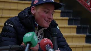 Mathieu van der Poel  Interview at the finish  Liège  Bastogne  Liège 2024 [upl. by Hochman]