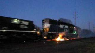 Norfolk Southern Locomotive ON FIRE [upl. by Iredale]