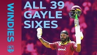 ALL 39 Gayle Sixes vs England  Windies Finest [upl. by Ardnayek]