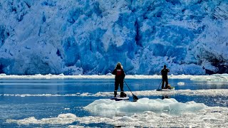 Sailing Alaska Paddleboarding to a huge calving glacier [upl. by Haslett]