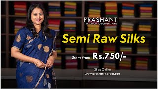 Semi Raw Silk Sarees  Ugadi Sale  Flat 10 OFF  Prashanti  2 April 2024 [upl. by Sitelc]