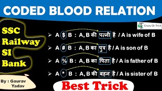 Reasoning  Coded Blood Relation  रक्त संबंध  Blood Relation Trick  Lecture 11  Crazy Gk Trick [upl. by Assili629]