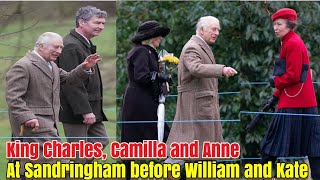 King Charles Camilla and Anne arrive in Sandringham for festive celebrations [upl. by Mervin26]