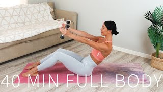 40 MIN FULL BODY WORKOUT  Pilates with Weights amp Band [upl. by Towers]