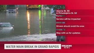 Water main break causing major flooding in Grand Rapids [upl. by Aikahc618]