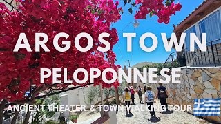 Argos Peloponnese Greece Town Walking  4K  Street Walk and Archaeological Site [upl. by Enelram]