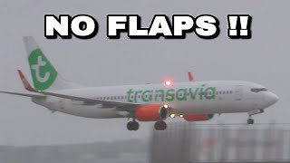 HIGH SPEED LANDING without Flaps Transavia B737800 at Amsterdam [upl. by Christophe920]