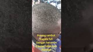 3 bulan tidak cuci Rambut  kepala full ketombe minta dicukur cepak [upl. by Greenland]