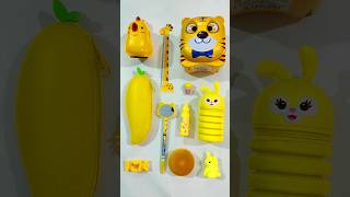 New Yellow Stationery Items Pencil Pouch Sharpener Piggy Bank Pen stationery backtoschool [upl. by Valerio457]