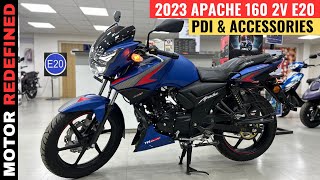 2023 TVS Apache RTR 160 2V E20 PDI amp Accessories Installation With Price  Motor Redefined [upl. by Rodoeht632]