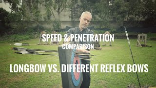 Speed and Penetration Comparison Longbow vs different Reflexbows [upl. by Wadlinger709]