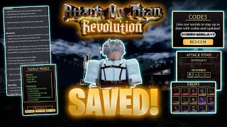 AOT Revolution Update 1 is FIXED ODM Buff Increased Rates New Code New Achievements [upl. by Luoar]