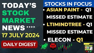 ASIAN PAINT Q1 RESULT • LTI MINDTREE LATEST NEWS UPDATE • ELECON SHARE LATEST NEWS • HATHWAY CABLE [upl. by Rosabella722]