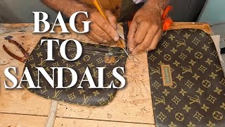 Transforming an Old Louis Vuitton Bag into Stylish Sandals [upl. by Emmalynne]