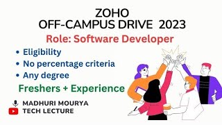 Zoho OffCampus Drive 2023  Role Software Developer techlecture [upl. by Irem17]