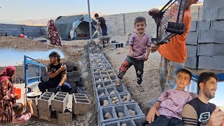 Nomadic Life Bringing Borrowed Blocks and Building Materials to Start the Wall of the House [upl. by Hube464]