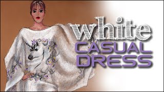 White Casual Dress Tutorial Fashion Illustration [upl. by Einaffit212]