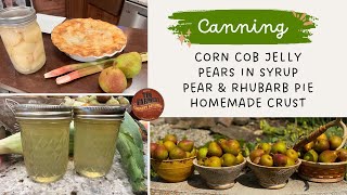 Canning Corn Cob Jelly amp Pears in Syrup Pear and Rhubarb Pie with Homemade Crust 1229 [upl. by Siari532]