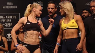 UFC Belem Valentina Shevchenko vs Priscila Cachoeira WeighIn Staredown  MMA Fighting [upl. by Anilem]