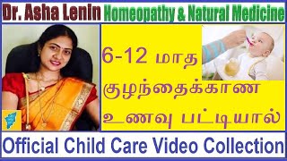 6 முதல் 12 மாத குழந்தைக்கான உணவு பட்டியால்  DrAsha Lenin kulanthai kundaga tips in tamil [upl. by Verneuil]