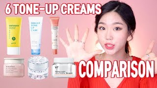 6 different TONE UP CREAMS comparison Goodal Innisfree Somebymi Missha Juicyful and DrJart [upl. by Toshiko907]