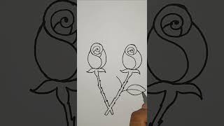 SS letter Into Rose Flower Drawing shorts drawing rose flower easydrawing joneydrawing [upl. by Enneyehc97]